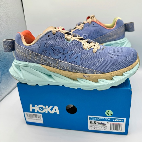 NWT Hoka Elevon 2 Running Shoes Mental Health Sneakers Unisex Purple Blue Glass - Picture 5 of 16